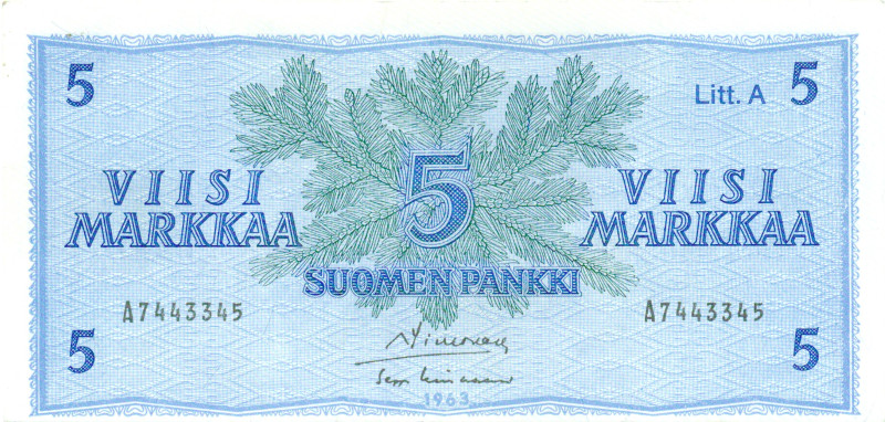 5 Markkaa 1963 Litt.A A7443345